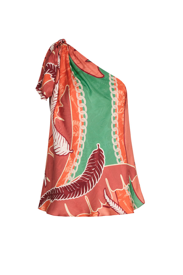 Myanmar Jacquard Blouse / Coral